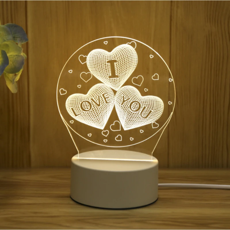 3D лампа в виде романтического сердца воздушный шар акриловый стерео Ночной