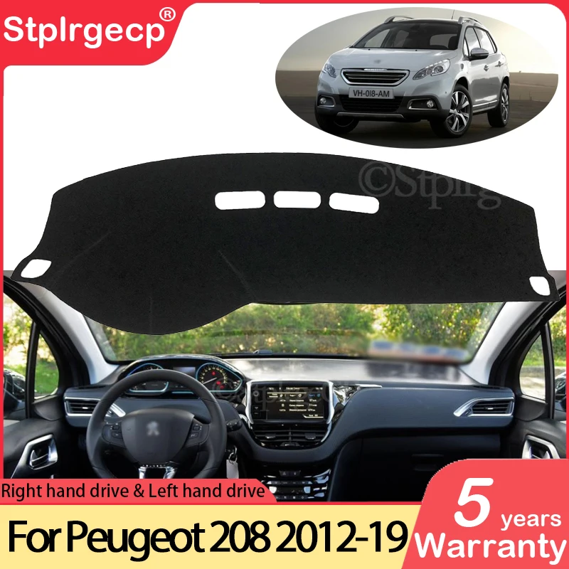 Для Peugeot 208 2012 ~ 2019 Противоскользящий коврик для приборной панели защиты от солнца