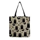 Миниатюрные модные сумки на плечо с индивидуальным рисунком, Милая женская сумка с мультяшным принтом кошки и любви, повседневные сумки-тоуты, Экологичная сумка