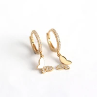 925 sterling silver cute butterfly crystal drop earrings for women girls wedding engagement luxury jewelry wholesale