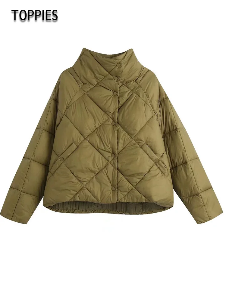

Toppies 2021 зимняя новая стильная легкая хлопковая куртка с воротником-стойкой однобортная стеганая куртка с воротником-стойкой