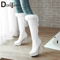 doratasia big size 32 43 new ladies platform knee high boots fashion high heels fur boots women party office sexy shoes woman