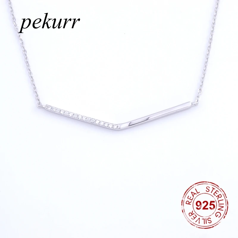 Pekurr 925 пробы серебряные Простые кубические циркониевые длинные звенья полосы