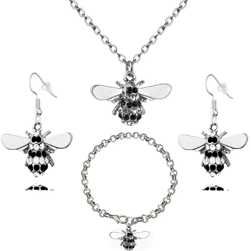 Крошечное животное пчела ювелирные наборы кристалл мед ожерелье с кулоном