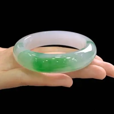 

Zheru Jewelry Natural Burmese Emerald Green Two-tone 54-62mm Bracelet Elegant Princess Jewelry Gift for Mom and Girlfriend