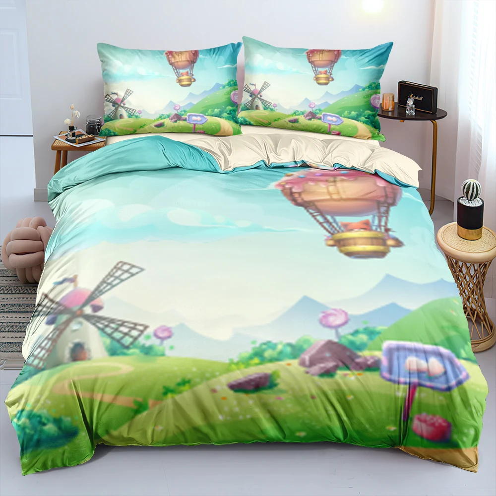 HD Cartoon Sea World Linens Bed Blue Custom Design Quilt Cover Set Full Double King Size 203x230cm Bedding for Children Gift | Дом и сад
