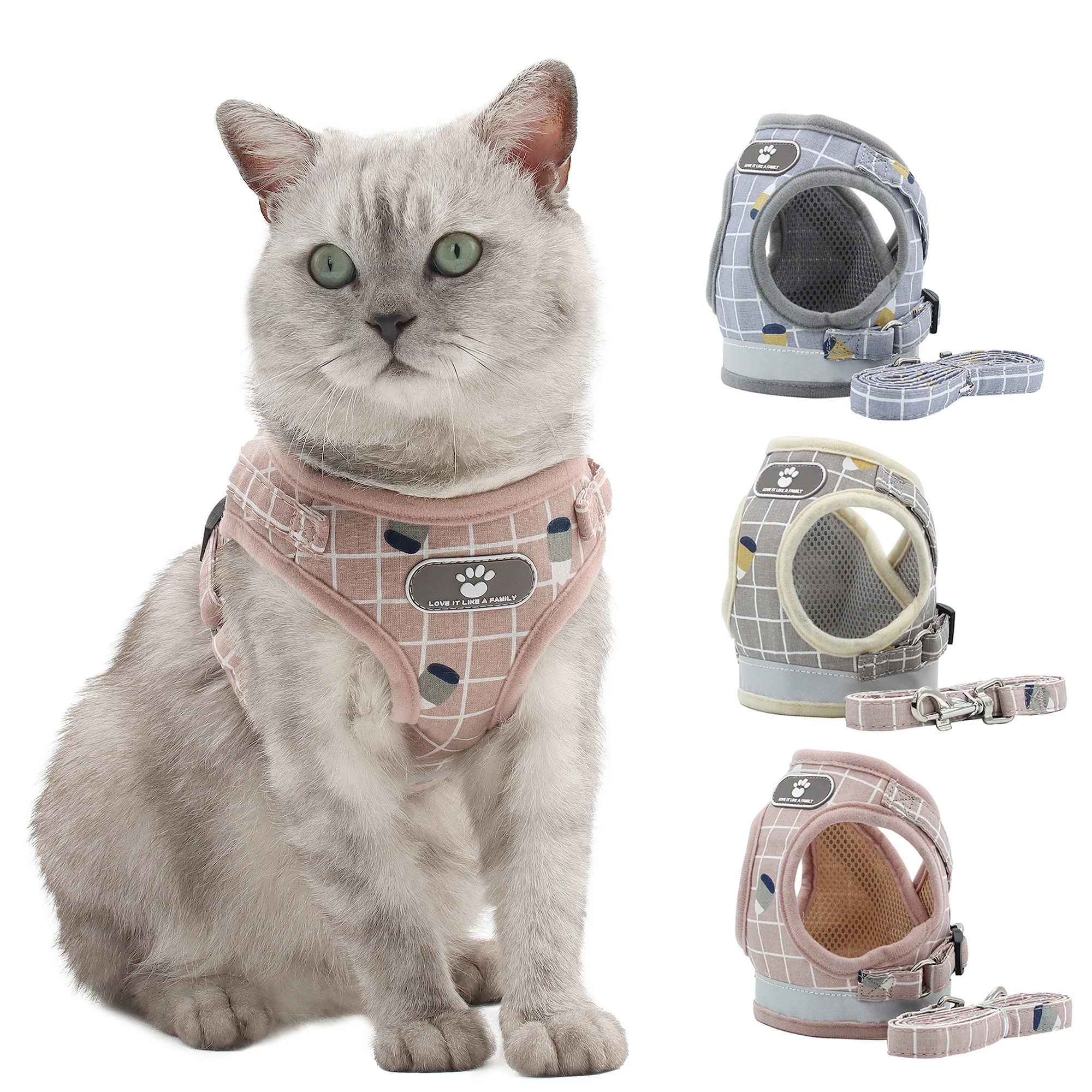 

Cat Harness Reflective Breathable Mesh Vest Small Dog Cat Vest Harnesses Leash Pug Chihuahua Pet Supplies Puppy Kitten Collars