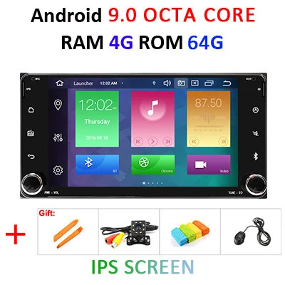 Android 9,0 DSP 64G ips экран 2 DIN gps для Toyota универсальный RAV4 COROLLA VIOS HILUX Terios Land Cruiser 100 PRADO радио без DVD - Цвет: 9.0 4G 64G IPS