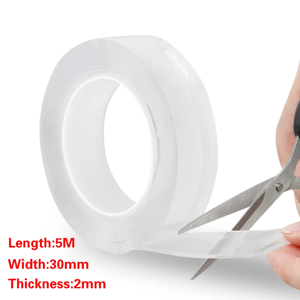 5Mx3cmx2mm Нано-бесследная Волшебная двусторонняя клейкая лента противоскользящая фиксированная клейкая лента моющаяся многоразовая 600 наклеек клейкая лента - Цвет: 5Mx3cmx2mm