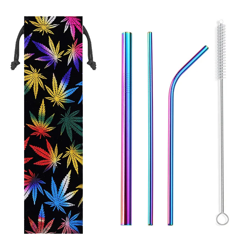 fy 5straw set Новинка 2019New портативные столовые приборы из нержавеющей стали набор столовых приборов корейские палочки вилка ложка металлическая соломинка Портативная сумка для путешествий столовые приборы - Цвет: fy 5straw set
