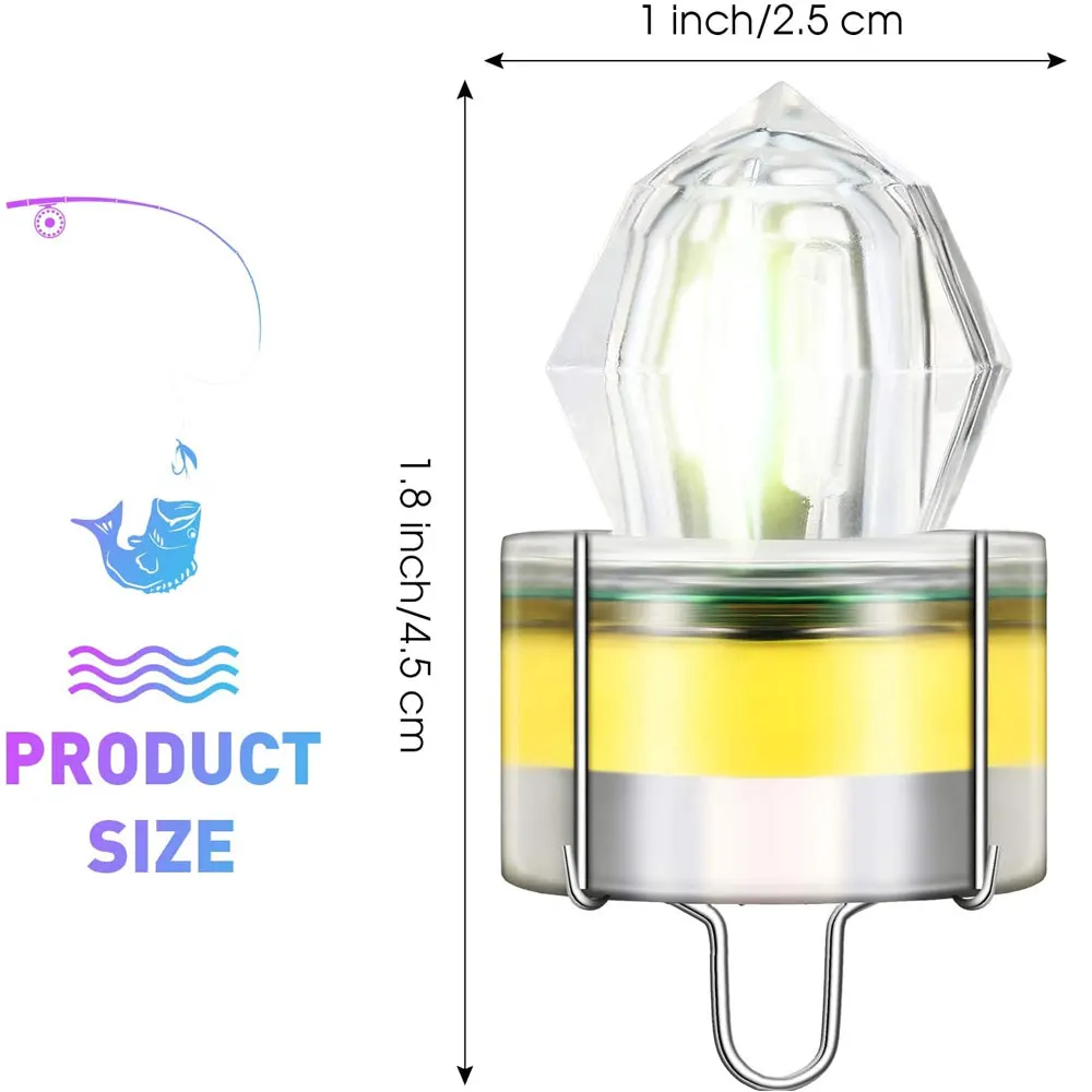 10 шт мини ABS Водонепроницаемый глубокий рыбалки светильник LED с искусственными