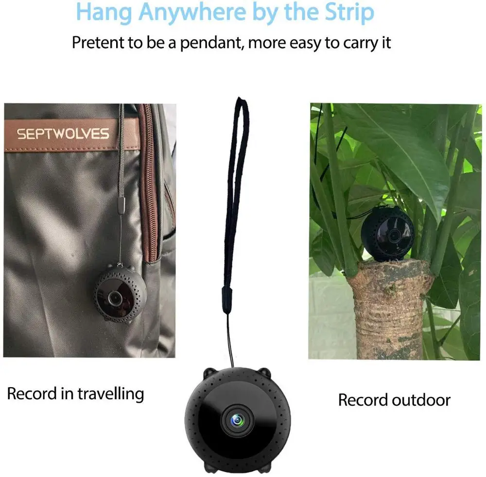 Мини Беспроводная камера с ремешком и магнитным креплением 150 широкоугольная Full