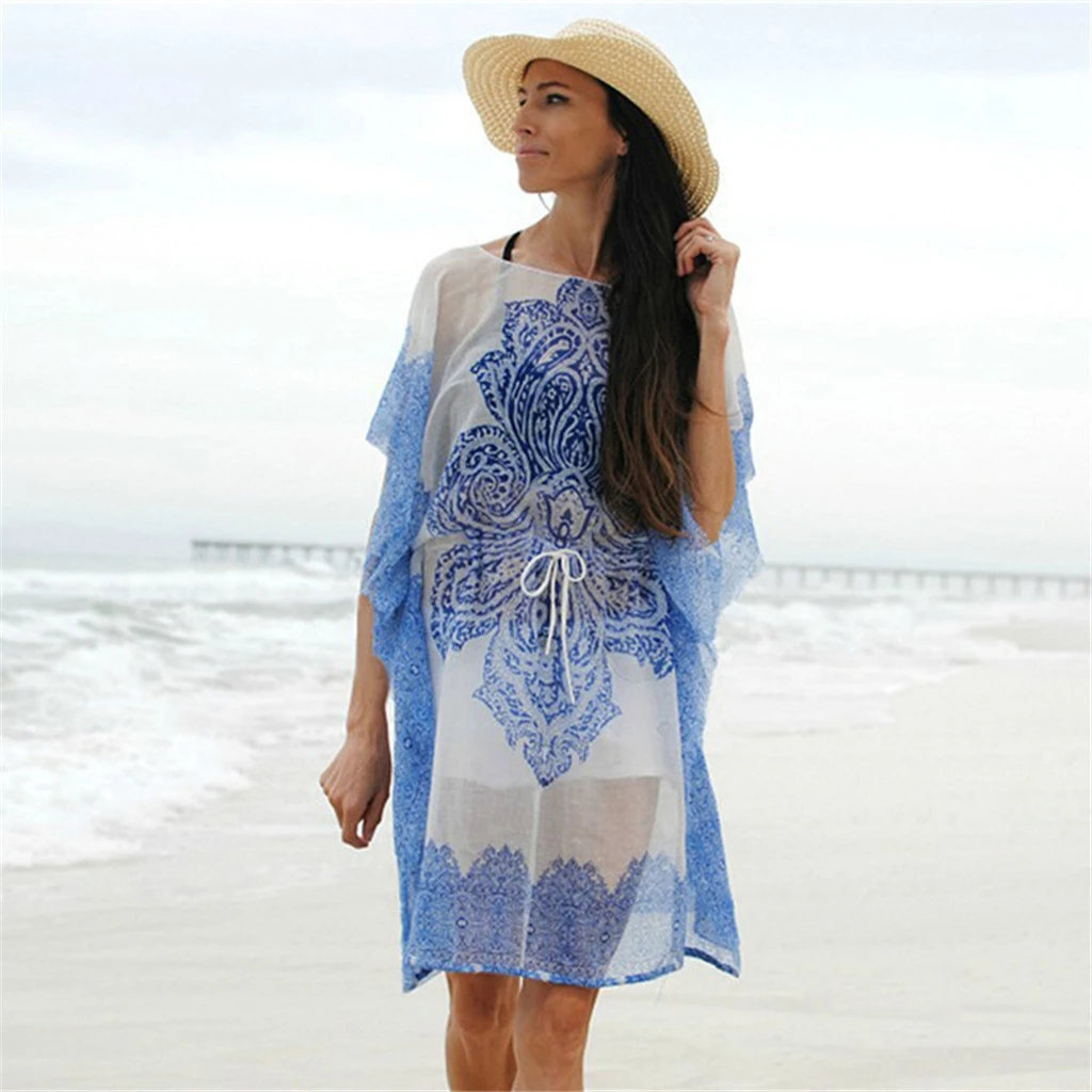 Пляжная накидка вязаный крючком галстук с кисточками туника длинное летнее