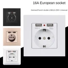 Розетка сетевая с двумя USB-портами, 86 х86 мм, 16 светодиодный, 220 В