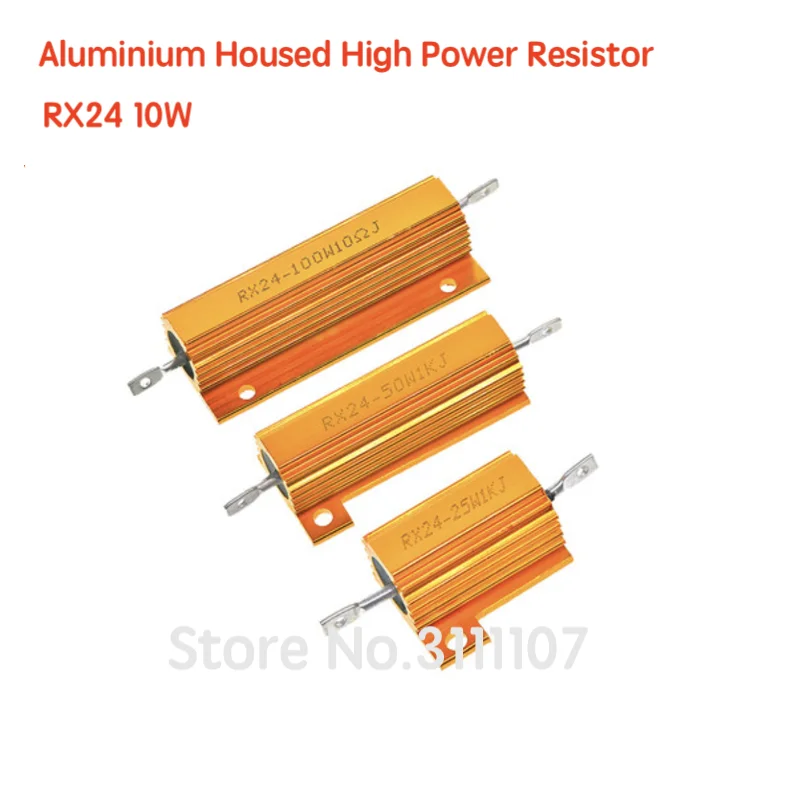 

2PCS RX24 10W Aluminum Power Metal Shell Case Resistor Shell Heatsink 1 2 3 4 5 10 20 50 100 200 1K ohm Multiple Resistance