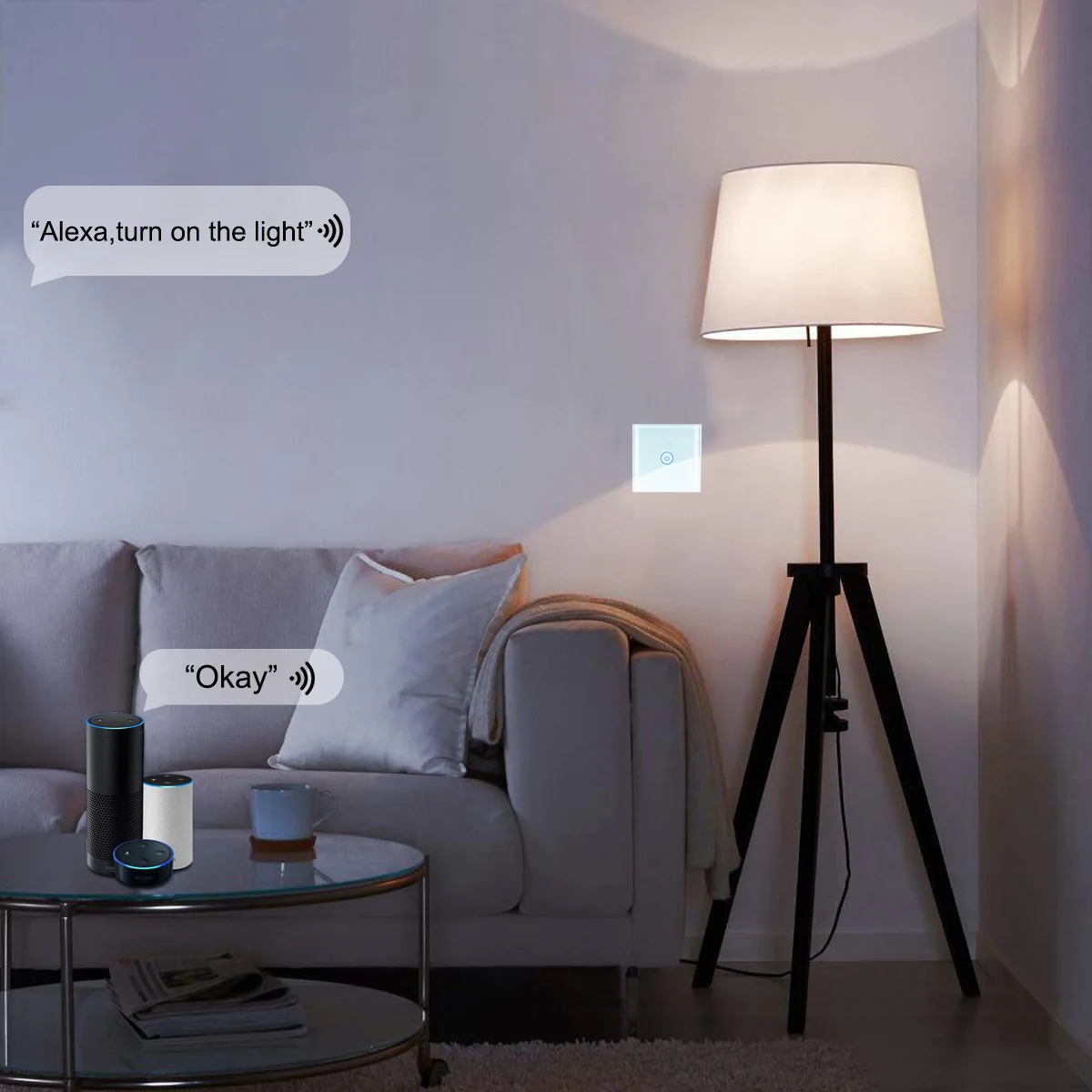 

TEEKAR 1/2/3 Gang Smart Light Switch WiFi Remote Control Wall Light Touch Light Timer Switch Works with Alexa Smart Phone App