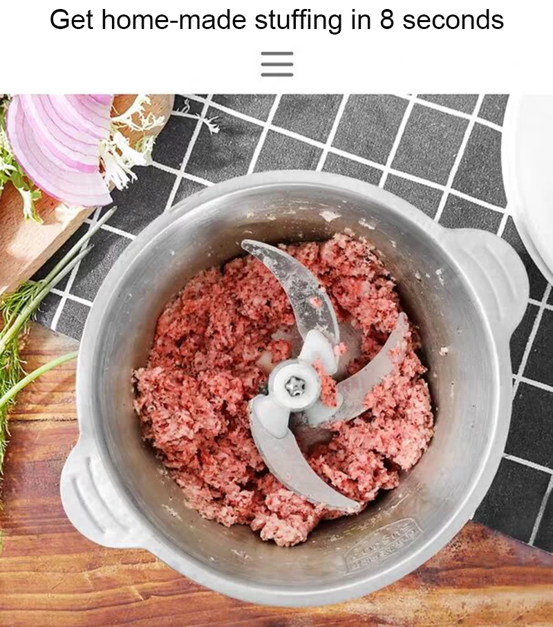 2 скорости Электрический измельчитель из нержавеющей стали мясорубка кухонный