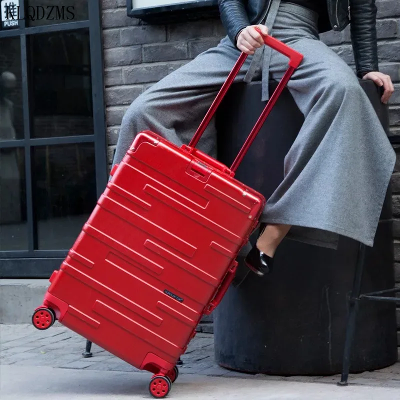 KLQDZMS 20&quot22&quot24&quot26&quot29inch fashion travel suitcase aluminum frame rolling luggage spinner on wheels men women trolley case |