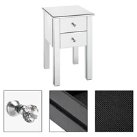Modern and Contemporary Mirrored 2-Drawers Side Table Nightstand Bedside Table 38x38x64CM  for Bedroom[US-Stock]