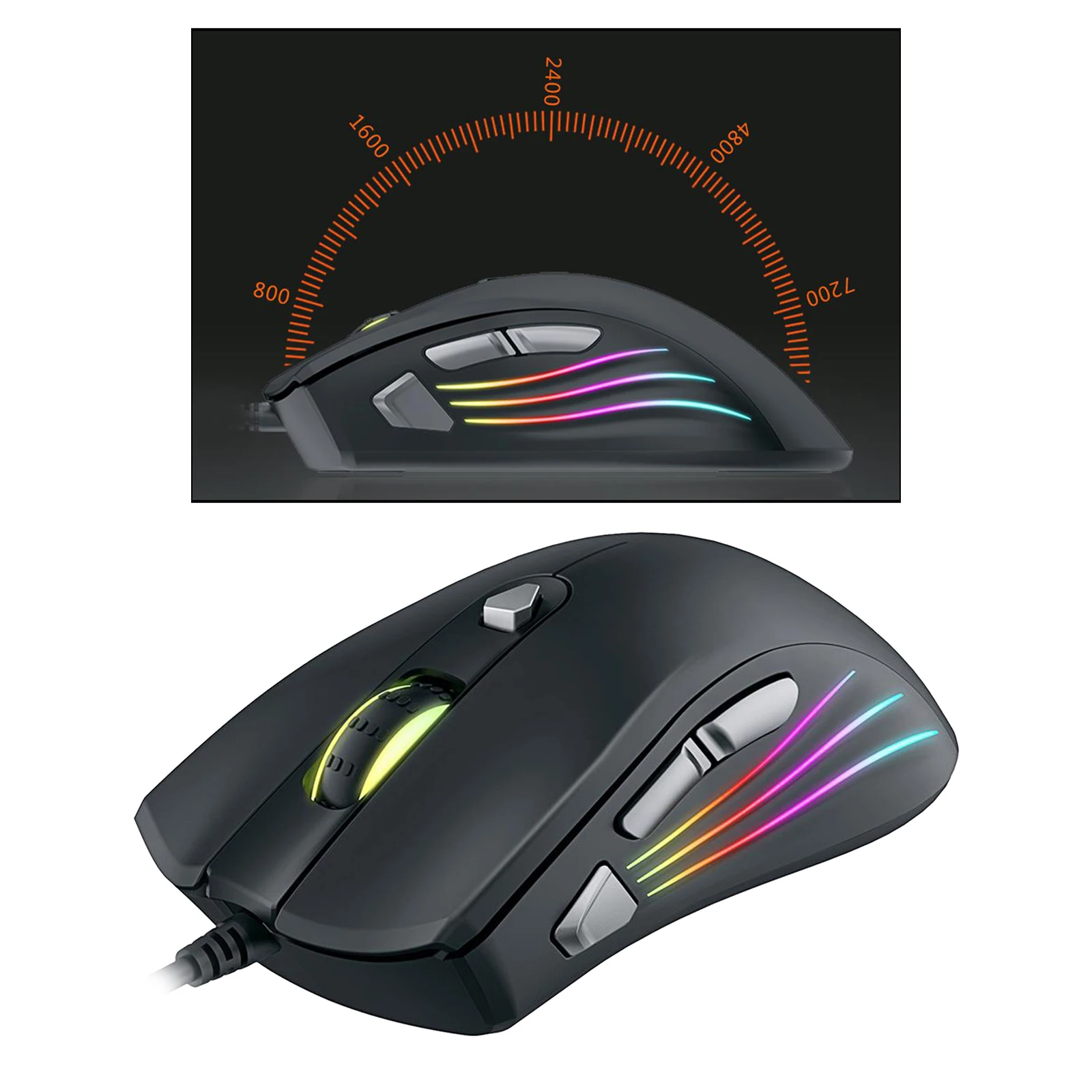Игровая мышь (оптический сенсор (от 800 до 7200 DPI) RGB-подсветка 7 программируемых