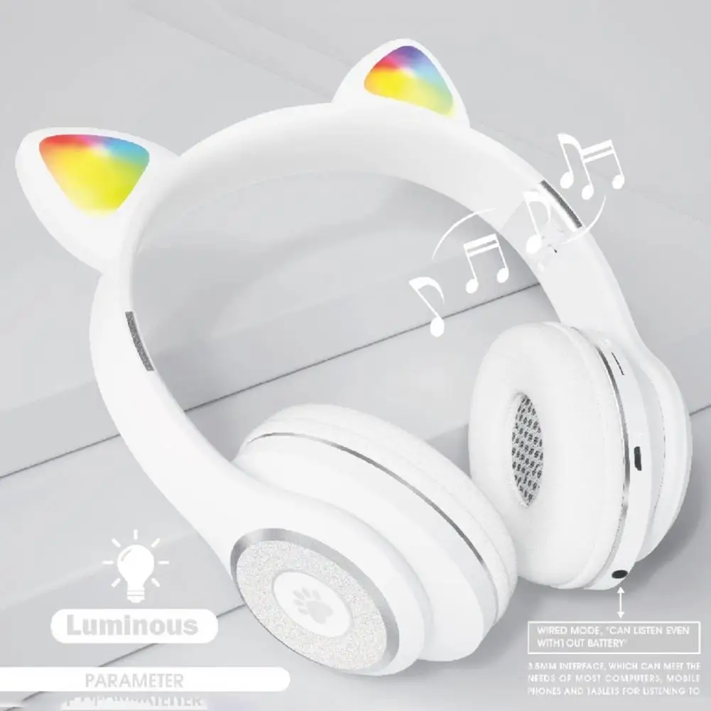 

Aygo Flash Light Cute Cat Ears Bluetooth Wireless Headphones With Mic Can control LED Kid Girl Stereo Music Helmet Headset Gift