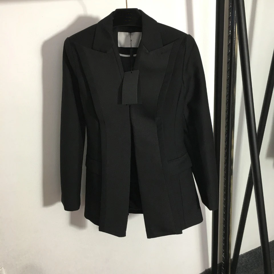 

High Quality Luxury Autumn Women Slim Temperament Lapel Long-sleeved Blazer Coats