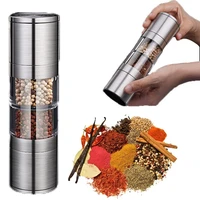 stainless steel salt pepper mill grinder manual dual hand spice jar container seasoning storage box camping kitchen utensils