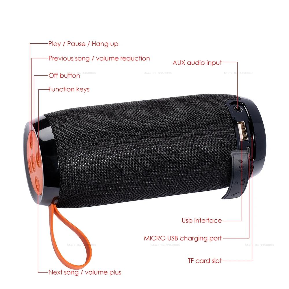 

Final stock TG106 Bluetooth Outdoor Speaker Portable Wireless Column Loudspeaker Soundbar Black Red Outdoor Sports Music Play