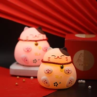 led cute pet lucky cat silicone night light rechargeable smart induction pat light bedroom bedside atmosphere lamp gift birthday
