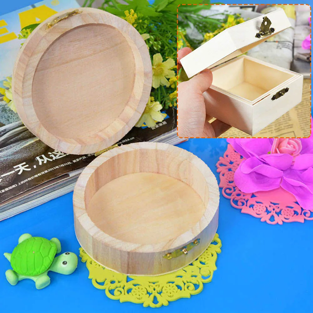 

2 Style Natural Pine Wooden Handmade Craft Wooden Box Gift Packing Vintage Jewelry Postcards Case Home Storage Boxes