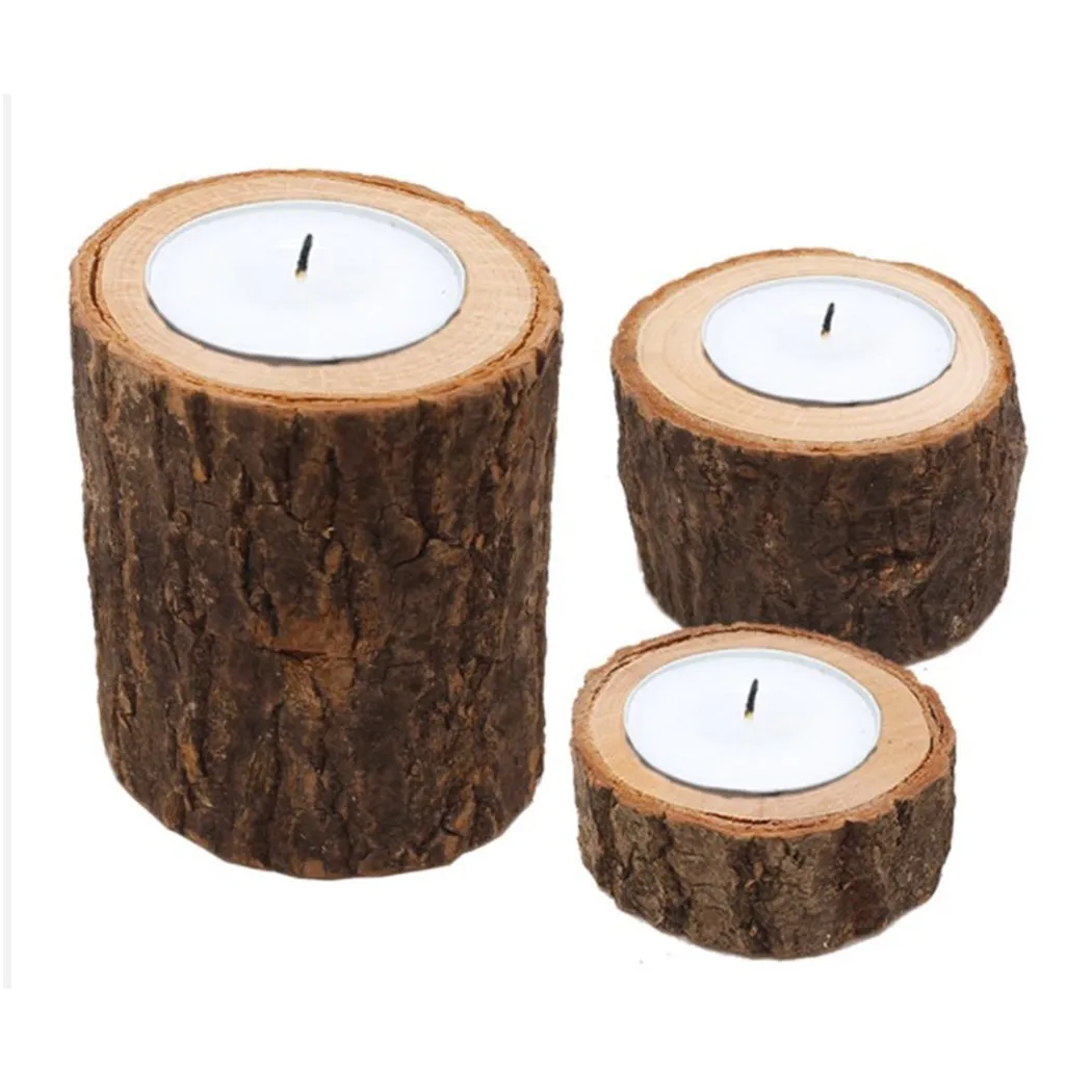 

Wooden Candlestick Succulent Plant Pot Tray Candle Holder Table Desktop Decoration Rustic Wedding Holiday Decor Kawaii Room