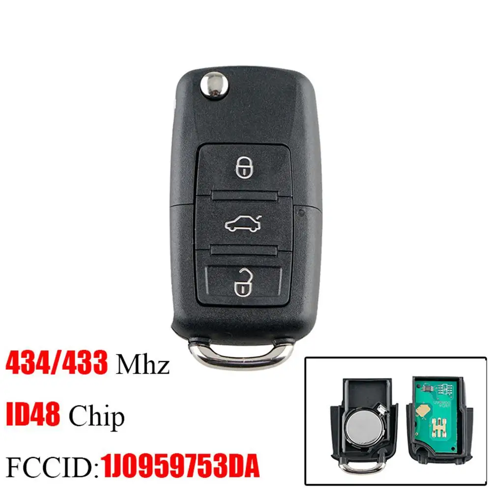 Складной умный флип-чехол с 3 кнопками для VW Volkswagen PASSAT Polo Skoda Seat 1J0959753DA 434 МГц ID48 |