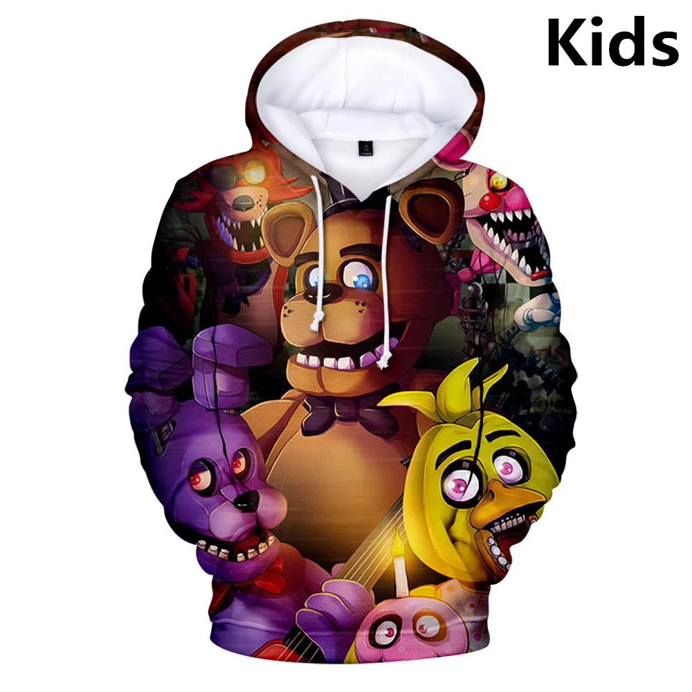 Детская толстовка с капюшоном Five Nights At FNAF длинным рукавом и 3D принтом на возраст