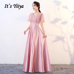 Bridesmaid Dresses Pink It's Yiiya AR508 V-neck Cap Sleeve Long Wedding Guest Gown Hollow Out A Line Bridesmaid Dress For Girls Bridesmaid Dresses Pink It's Yiiya AR508 V-neck Cap Sleeve Long Wedding Guest Gown Hollow Out A Line Bridesmaid Dress For Girls