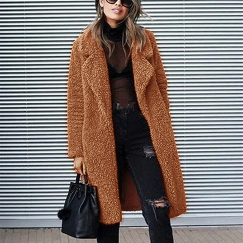 Высококачественное женское плотное плюшевое пальто средней длины куртка из