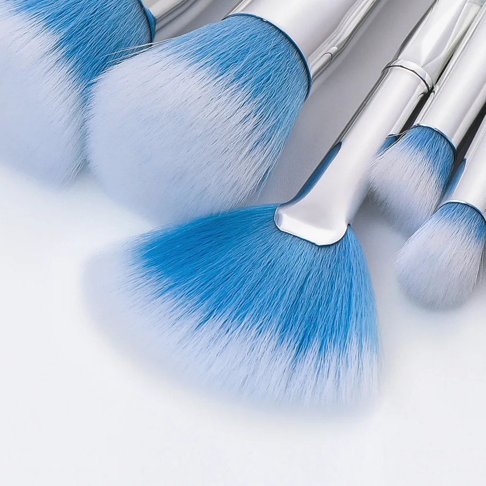 10 шт./компл. синие Косметические кисти для макияжа тональная пудра кисть теней на