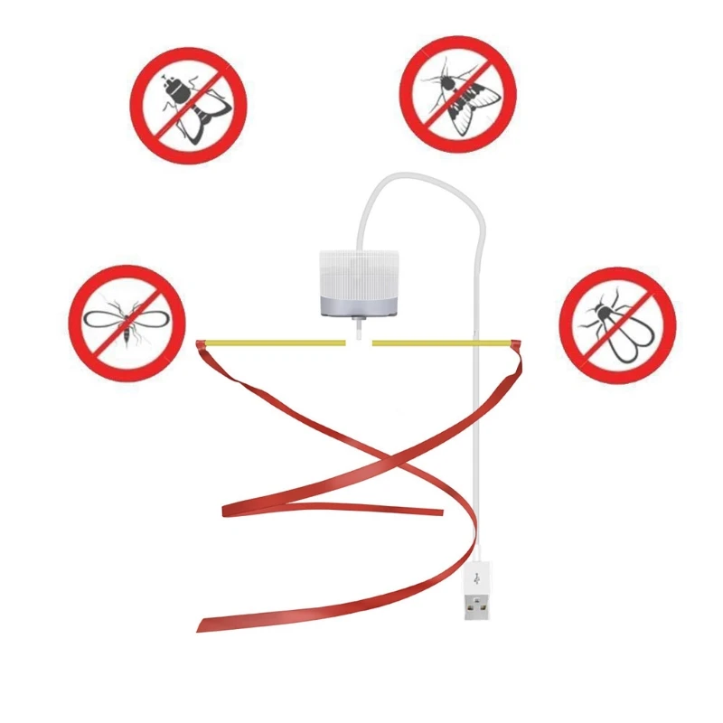 

Fly Repellent USB Powered Dual Head Hanging Fan for Kitchen Deli Shop Outdoor Picnic BBQ