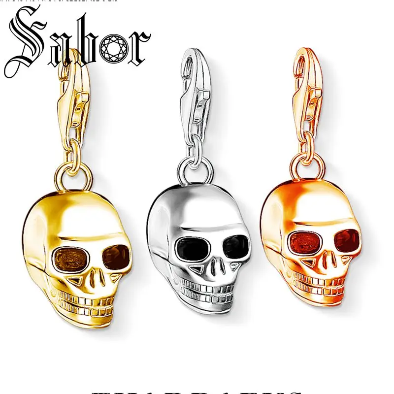 Посеребренные три цвета черепов Подвески подходящие Браслеты и ожерелья женские