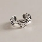 Винтажное Двухслойное открывающееся кольцо со смайликом, женское коктейльное кольцо в богемном этническом стиле, простой подарок для женщин