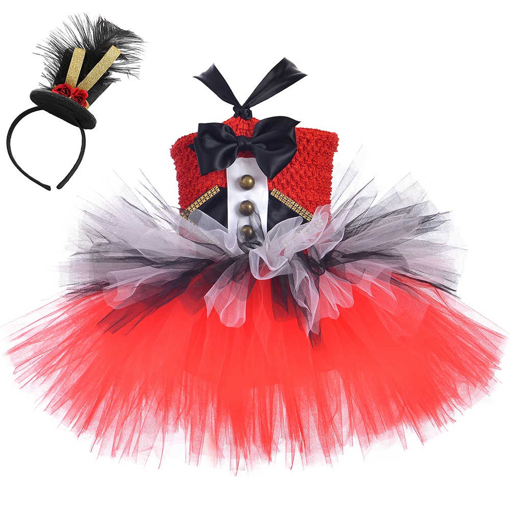 Цирк манежа юбка-пачка для девочек красного и черный белый цвет Платья