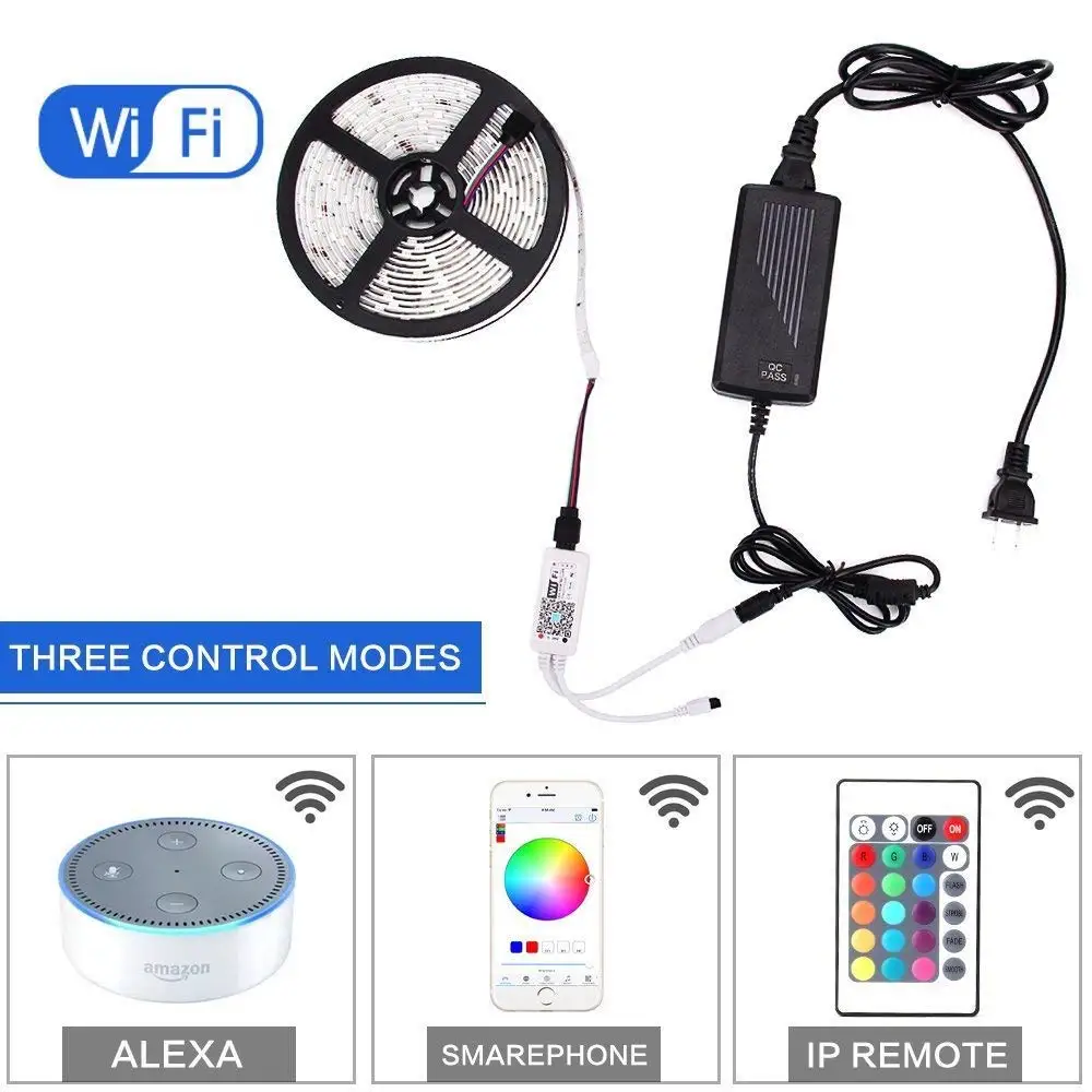 5 м 10 WIFI светодиодный светильник DC 12 В 24 в 5050 гибкий диодный ленточный RGB