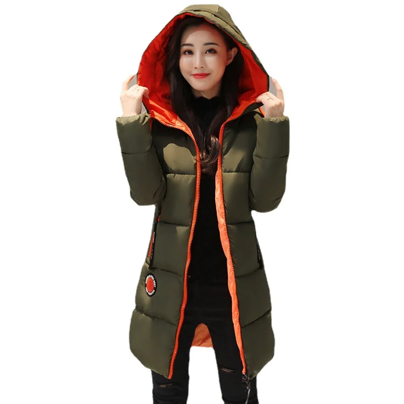 

2021 Women's New Cotton Jacket Long Korean Down Cotton Cotton-padded Jacket Slim Size Winter Wear Jacket Hooded Cotton Jacket