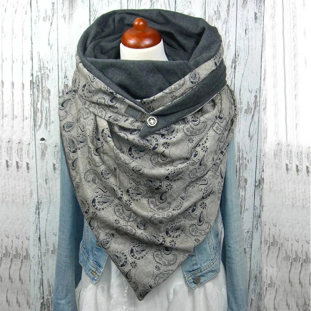 

Winter Scarf Women Flower Leaf Print Button Scarfs for Ladies Soft Neck Wrap Scarves Shawl Women Warm Scarf Shawl Wrap