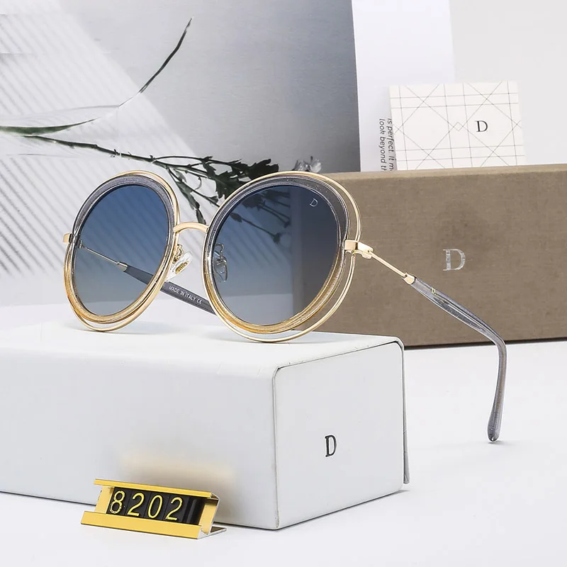 4 no box Новые Солнцезащитные очки женские винтажные круглые женские крупные солнцезащитные очки брендовая дизайнерская металлическая рамка женские Солнцезащитные очки женские классные ретро - Цвет линз: 4 no box