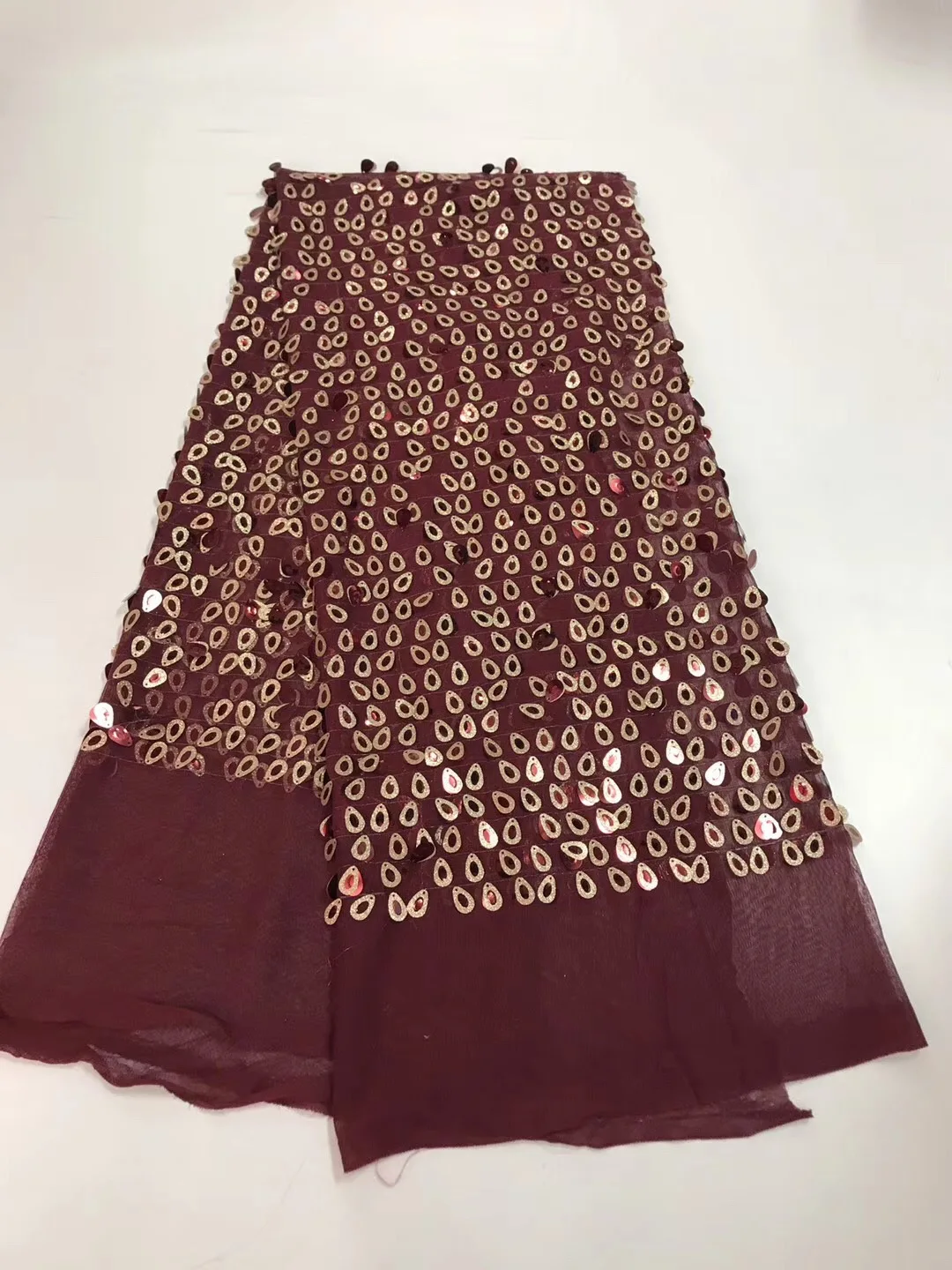 

French Net Lace Fabric 2020 Latest african guipure lace fabric with embroidery mesh tulle gold cord Sequins lace fabric J1725