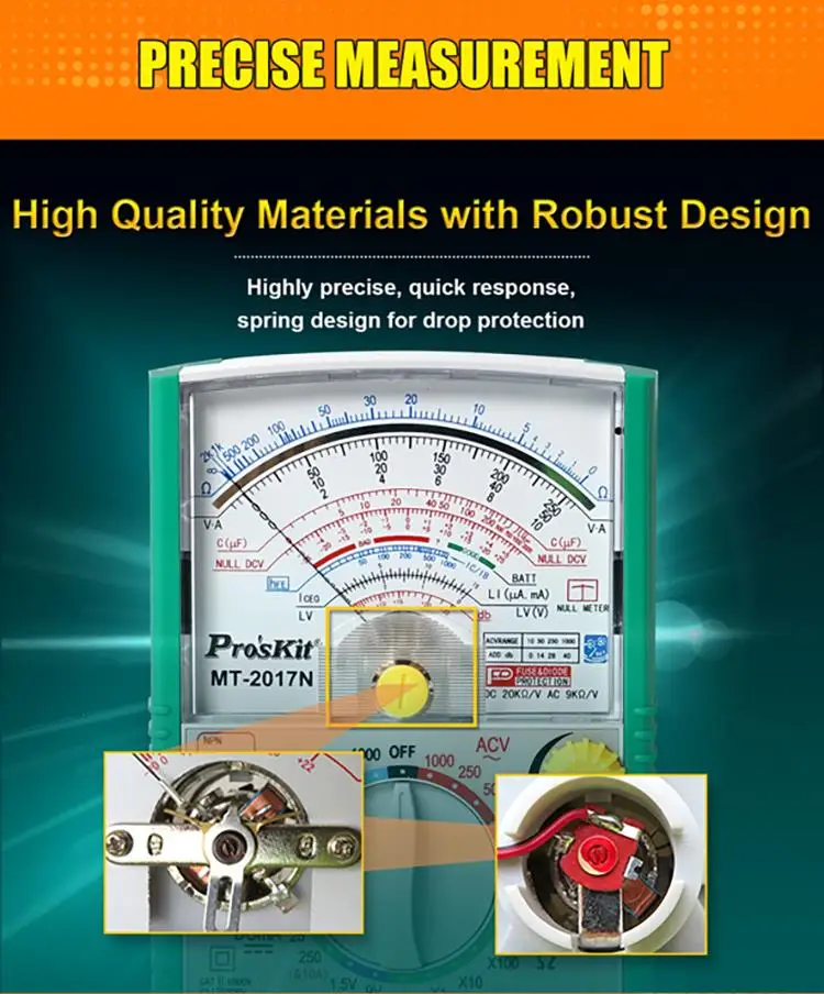 Proskit MT 2017 2019 AC/DC Аналоговый Графический Указатель мультиметр Амперметр