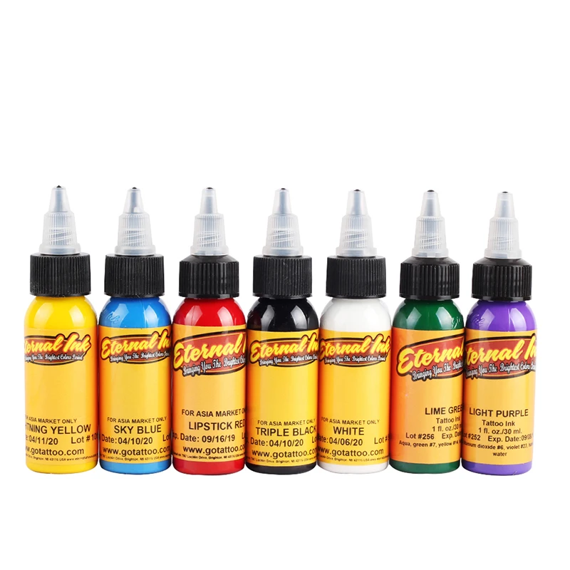 7colors goochie tintas tattoo pigments dynamic eternal ink permanent tattoo ink set pigment tinta tattoo tintas para tatuajes - Цвет: 7 all colors