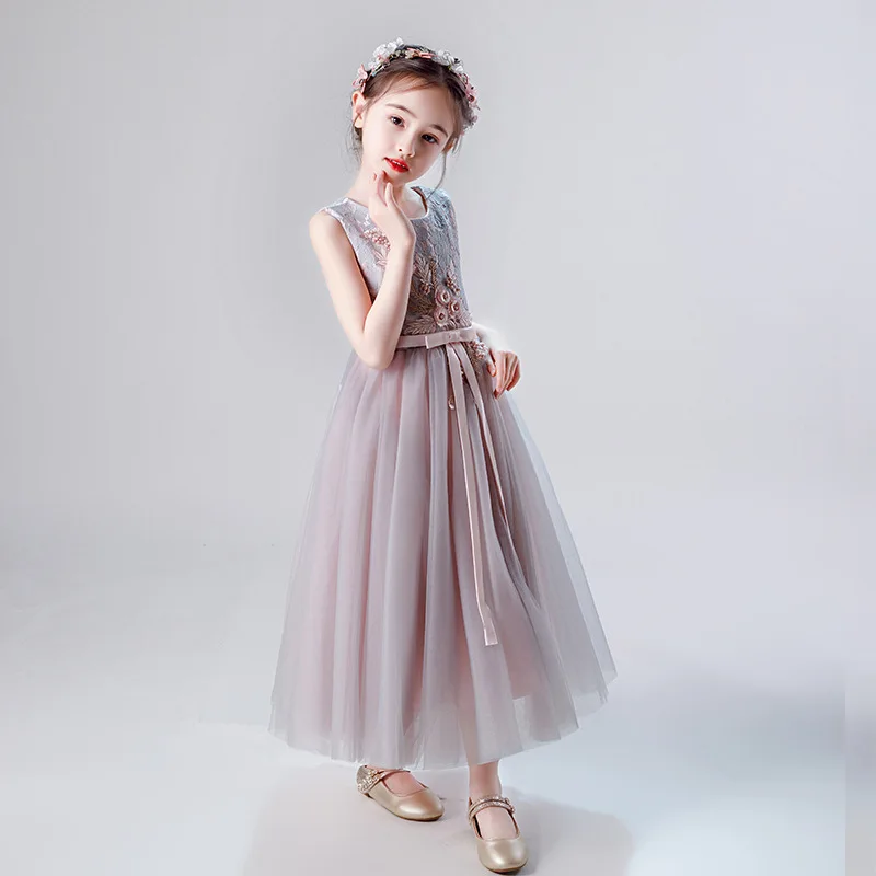 Детский кружевной сарафан без рукавов с цветочной вышивкой | Детская одежда и