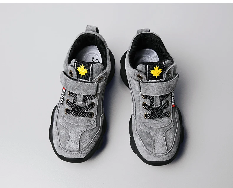 High quality leather outdoor sports boys shoes comfortable Velcro casual shoes