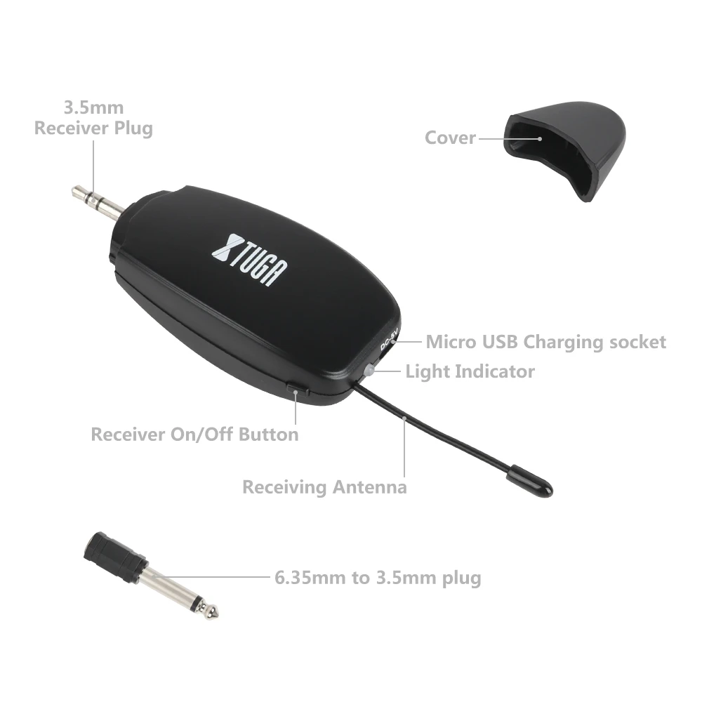 XTUGA KX622 UHF Беспроводной инструментальный микрофон конденсаторный микрофон зажим микрофон гусиная шея для струнного инструмента, для гитары